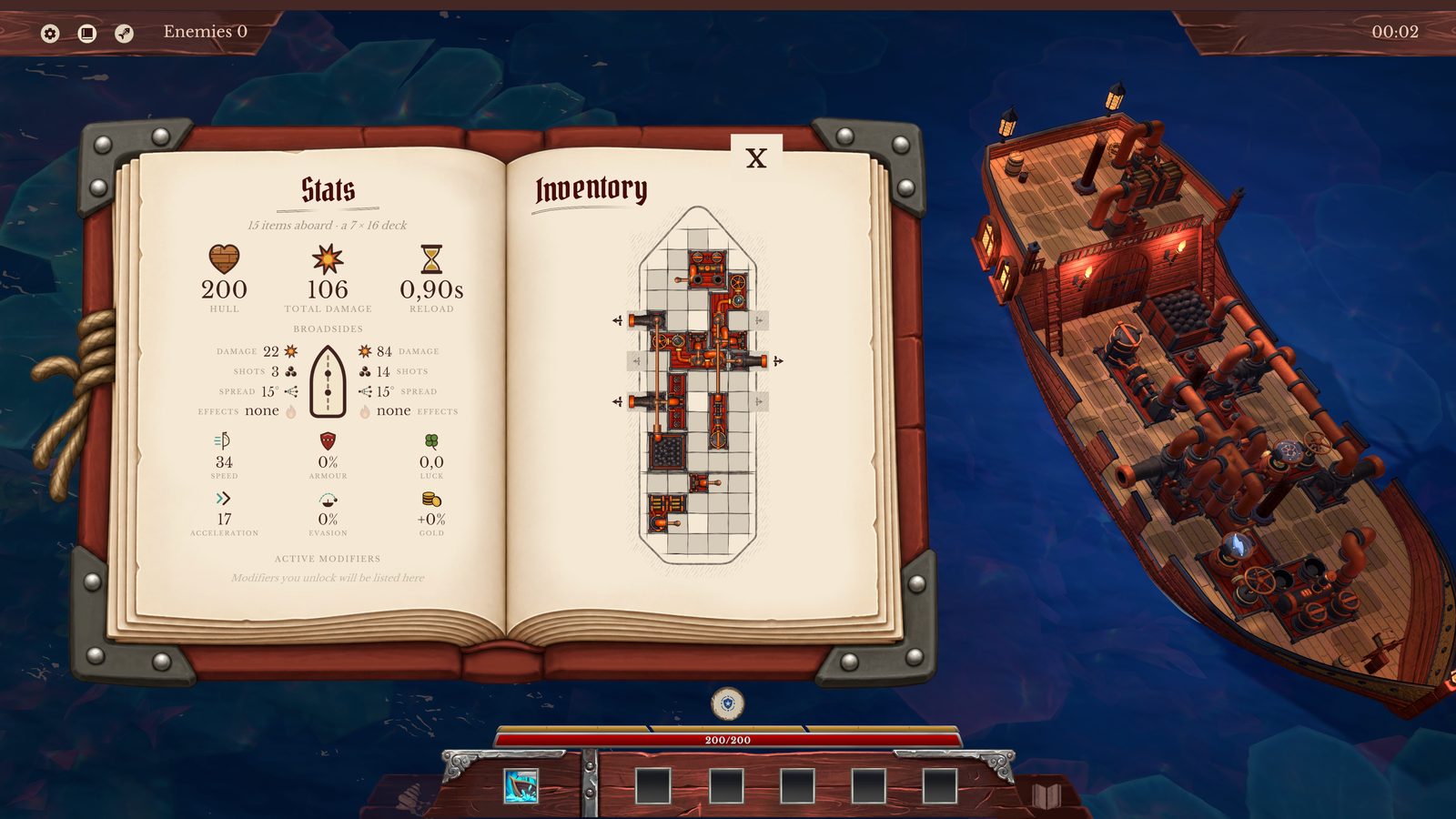 Twin cannons laid out in the grid inventory
