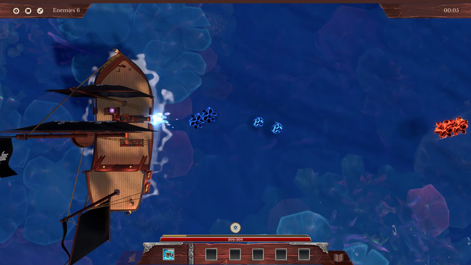 Ice-blue spike shots fired broadside